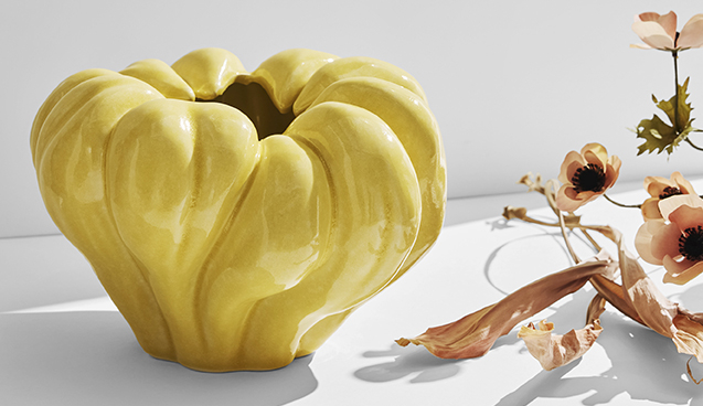 Yellow pumpkin and flowers